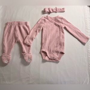 Pink Baby Outfit Set with Headband